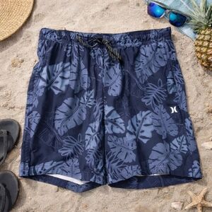 Hurley Mens Board Shorts NWT Blue Tropical Swim Trunks Size M